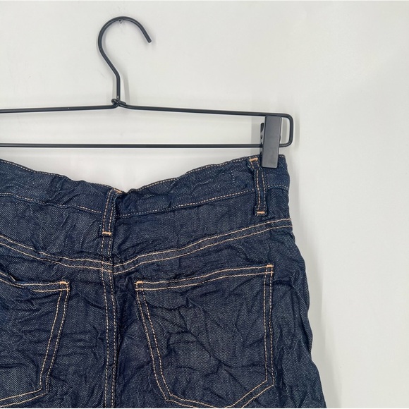 Zara Crinkled Denim Wrinkled High Waisted Straight Leg Jeans - Picture 6 of 7